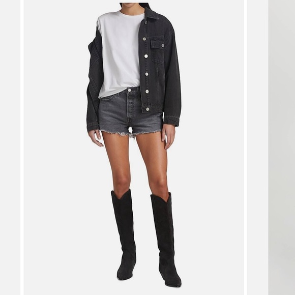 Levi’s Premium Original 501 Button Fly Jean Shorts Raw Hem Denim Size 27 - Picture 2 of 16